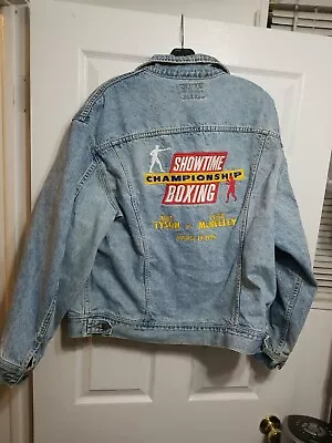 MIKE TYSON VS PETER MCNEELEY SHOWTIME BOXING DENIM JACKET JACKET 1995 Xl • $120