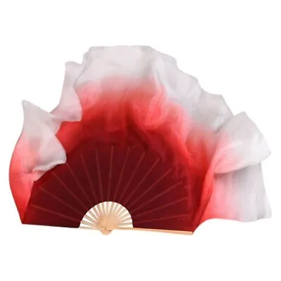 £19.19 • Buy Red Half Circle Fan Veils Silk Women Folk Dance 1 Pair 2 Layers Light Silk  Q7S8