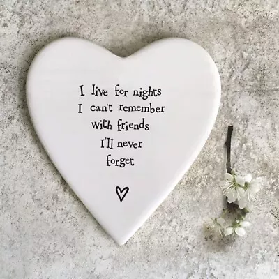 East Of India White Coaster Porcelain. Sentimental Quote Keepsake Gift Present • £6.10