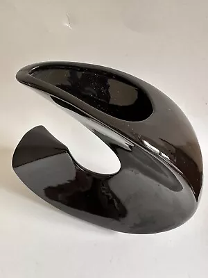 MCM Ikebana Vintage Ceramic Toyo Japan Vase Glossy Black Mid Century Modern • $30