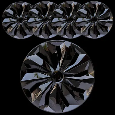 15  Set Of 4 Black Wheel Covers Snap Full Hub Caps Fits R15 Tire & Steel Rim USA • $45.87