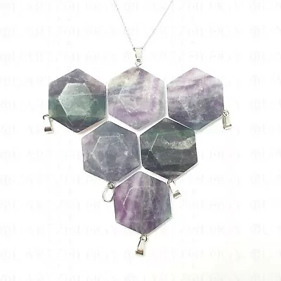 Rainbow Fluorite Natural Quartz Chakra Crystal Gem Pendant Necklace 925 Chain UK • £8.99