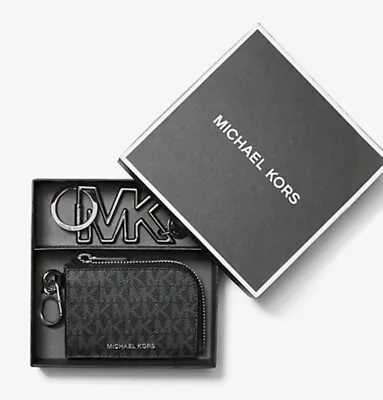MICHAEL KORS Logo Wallet And Keychain Gift Set Black • $49
