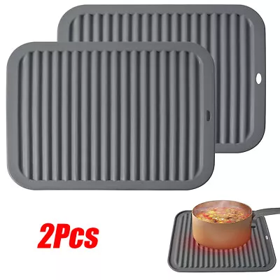 £10.66 • Buy 2pcs Heat Resistant Silicone Pad Mat Pan Hot Pot Holder Non-slip Kitchen Trivet