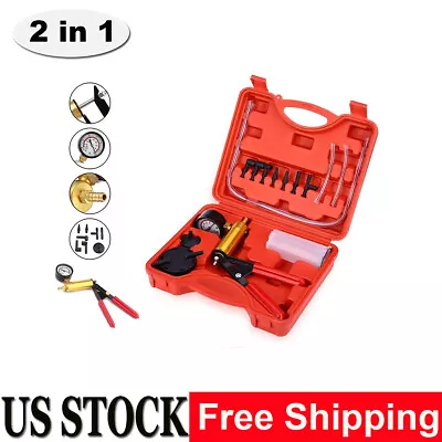 $21.99 • Buy 16pcs Hand Held Vacuum Pressure Pump Tester Set Brake Fluid Bleeder Bleeding Kit