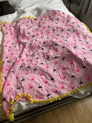 £5 • Buy Oliver Bonas Pink Flamingo Yellow Pom Pom Tassel Scarf Kitsch 