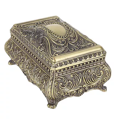 Metal Jewelry Box Rectangular Trinket Storage Box Vintage Jewelry Box Decor 2BD • $43.05