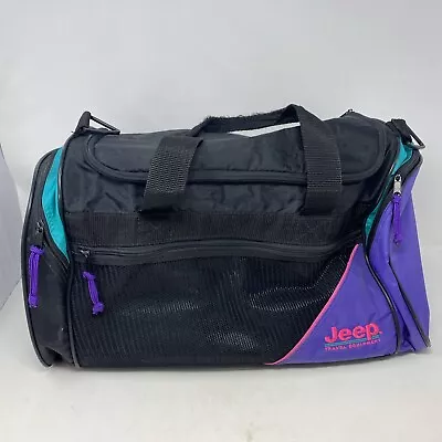 Vintage 1990’s Jeep Travel Equipment Purple Green Black Duffel Bag 18x10x8 • $19.81