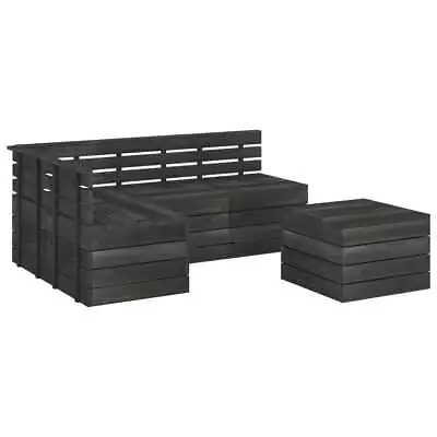 5 Piece Garden Pallet Lounge Set Solid Pinewood Dark Grey • £503.99