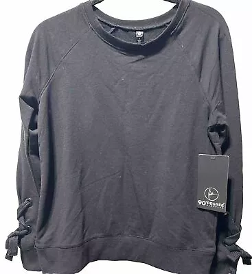 NWT 90 Degree By  Reflex Long Sleeve Women’s Sweatshirt Black -Size XS • $22.50