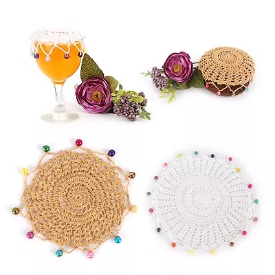 Lace Doilies Crochet Beaded Jug Glass Bowl Cover Cotton Handmade Doyleys Dining • £13.85