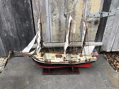 Custom-made Hand Carved USS Constitution Wooden Sailing Ship Model Boat 24 In • $349.99