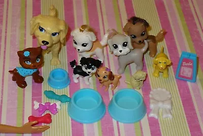 Mattel Barbie Doll PET BIG PUPPY DOG ACCESSORIES FOOD BOWL PILLOW RIBBON LOT • $19.99