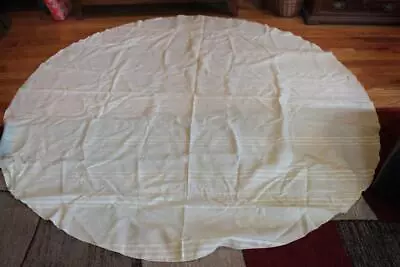 Vintage Large Round Pale Yellow Linen Tablecloth   90  Diameter • $9.99