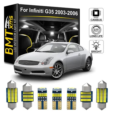 14X White 6000K LED Lights Interior Package Kit For Infiniti 2003-2006 G35 Sedan • $12.66