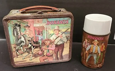 Vintage Bonanza Metal Lunchbox And Metal Thermos  1965 • $49.99
