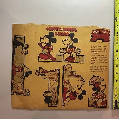 1934 Mickey Mouse Minnie & Pluto Walt Disney Post Toasties Cereal Box Cutouts • $39.99