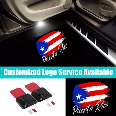 2Pcs Puerto Rico US FLAG Logo Car Door Led Welcome Laser Projector Shadow Light • $18.99