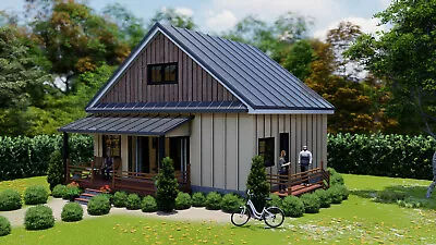 Custom Modern House Cabin Plans 2 Bedroom 1 Bathroom With Free Original CAD File • £28.94