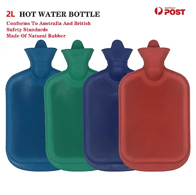 2L Hot Water Bottle Winter Warm Natural Rubber Bag Relaxing Warmer And COVER • $7.49