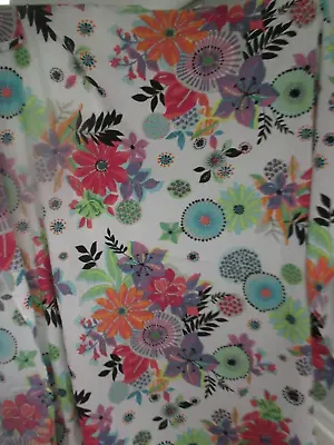 Pottery Barn PB Teen Fabric Shower Curtain Bold Flora Black Pink Blue Purple • $42