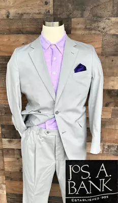 Jos A Bank 2 Piece Suit Pants Vest Cotton Blend 44L USA Gray 38x30 Business • $49