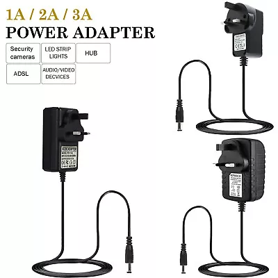 Mains Transformer 5V 12V 1A 2A 3A UK Plug AC/DC Adapter Power Supply Charger • £9.50