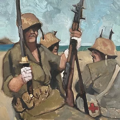 Original Painting Ww2 Soldiers Japan Military Impressionist Signed War • $375