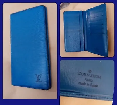 AUTHENTIC VINTAGE LOUIS VUITTON LV BLUE EPI LEATHER BI-FOLD LONG WALLET- 7  X 4  • $109.95