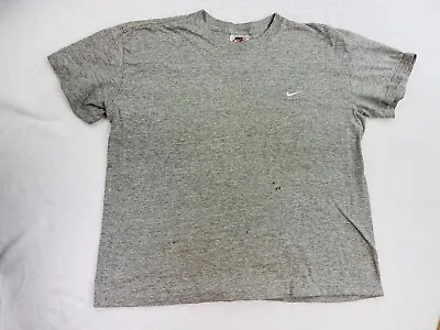 Vintage Nike White Tag Embroidered Swoosh T Shirt Large Gray USA Retro Mens • $2.44