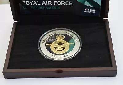 RAF  Celebrating 100 Years Of Royal Air Force Silver Proof Coin 5oz 65mm 155g • £190