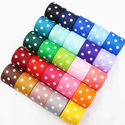 Polka Dot Grosgrain Ribbon 22mm Wide 1m / 2m / 3m In Various Colours And Lengths • £1.19