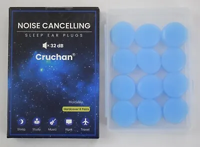 Cruchan - Moldable Ear Plugs Sleeping - Noise Canceling 32dB 6 Pairs Soft Blue • $7.95