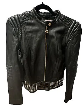 Versace For H&M  Women's Studded Leather Biker Jacket Size EU 40 (S-M) • $280