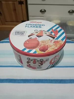 Retro Kellogs Frosted Cornflakes Round Kitchen Cake Biscuit Tin Storage Box • £8