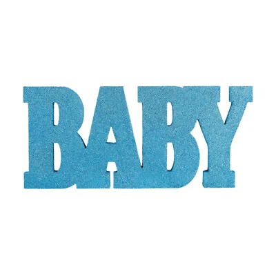 Baby Shower Boy Party Supplies Standing MDF Blue Glittered Sign Baby Baptism • $24.99