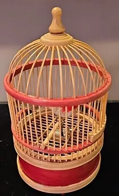 Singing Bird In Wood Cage Mechanical Wind Up Animated Works! • $48