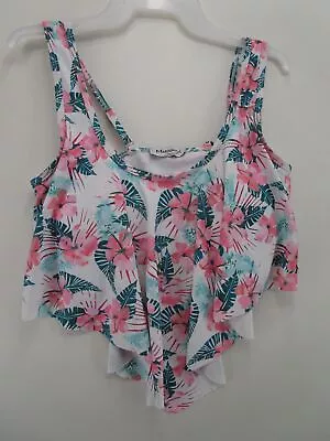 Marina Vida Womens L Scoop Neck Tankini Top White Floral • $24