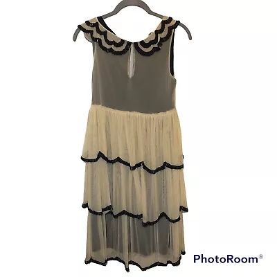 Monique Leshman Tiered Beaded Women’s Dress Beige Black NWT No Size Check Pics • $19.99