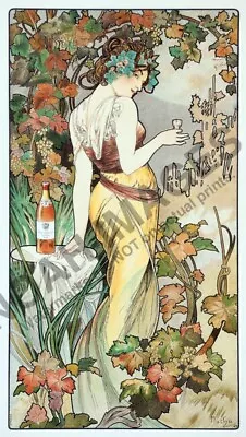 Bisquit Cognac Vintage Mucha Liquor Ad Poster 14x24 • $9.95