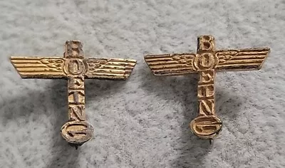 Boeing Aircraft Totem Pinback Lapel Pin Gold Filled Lot Of 2 Vintage Worn Pics • $23.88