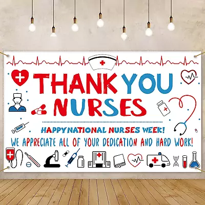 Nurses Week Banner Backdrop DecorationsThank You Nurses Party Background Nurses • $28.99