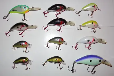 Lot 12 New Assorted Bomber Square A Fat Free H2O Xpress Crankbait Fishing Lures • $40