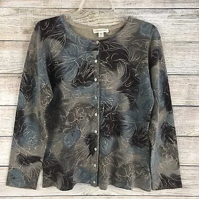 Coldwater Creek Wool Rabbit Cashmere Blend Floral Swirl Sweater • $18