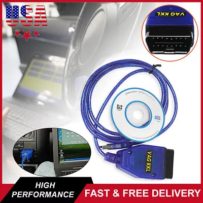 $12.08 • Buy For VW For Audi VAG-COM VCDS Scanner OBD2 KKL CH340 409.1 Test Line AUB Cable US