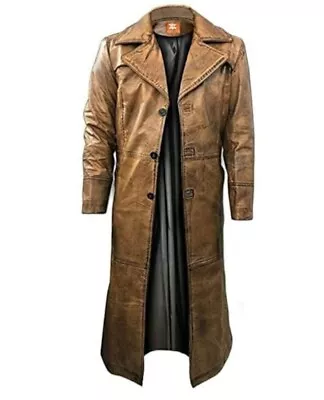 Men's Brown Full Length Duster Coat Handmade Vintage Trench Coat | Long Coat • $32.51