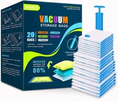 $21.49 • Buy BNBS 20 Pack Vacuum Storage Bags,Space Saver For Travel, Jumbo Space Bags For