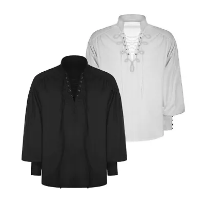 Retro Victorian Gothic Medieval Costume Ruffled Frill Puff Sleeve Shirt • £35.95