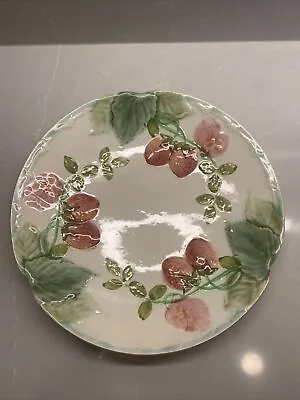 French Majolica Plate Signed Choisy Le Roi: Strawberries 8 1/2” 1 Of 6 • $24