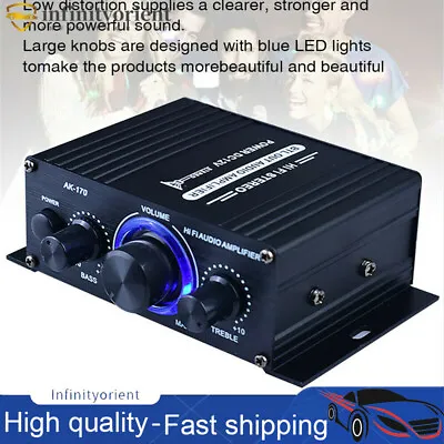 400W Mini Audio Power Amplifier Digital Audio Receiver FM Radio Mic Car Home Uk • £12.96